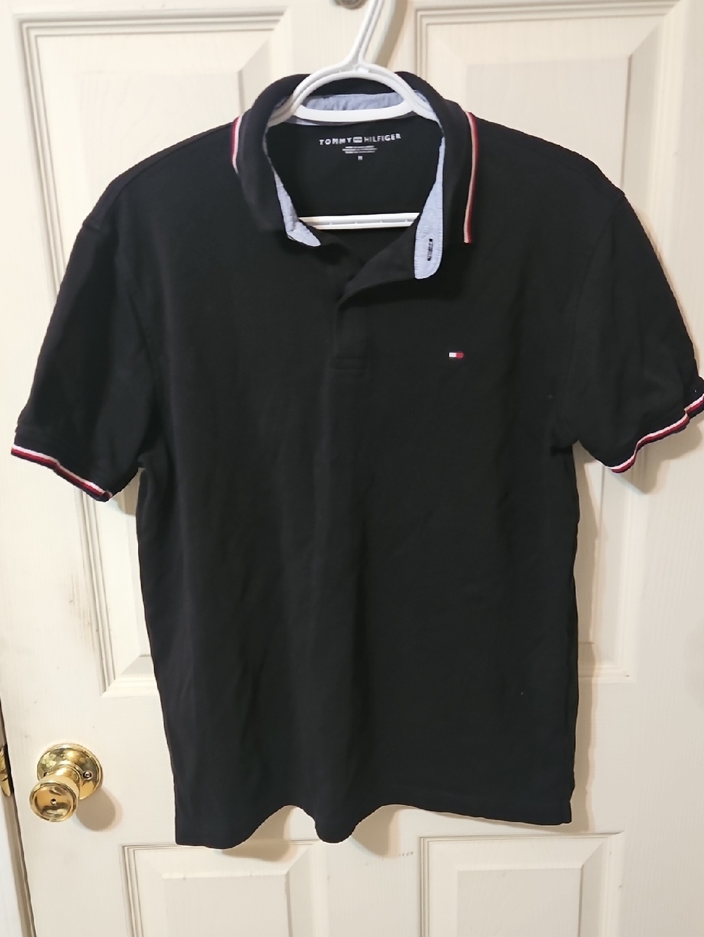 Tommy Hilfiger Black Polo with Red & White Trim